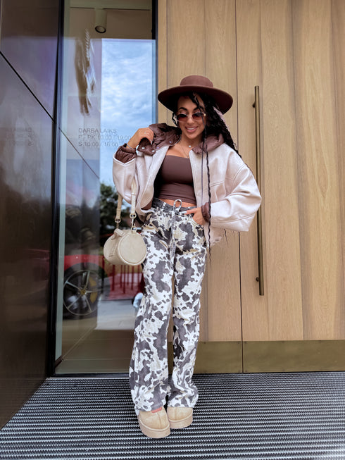 Džinsa bikses "FASHION PRINT Y3357" - pelēkbrūnas PRE-ORDER
